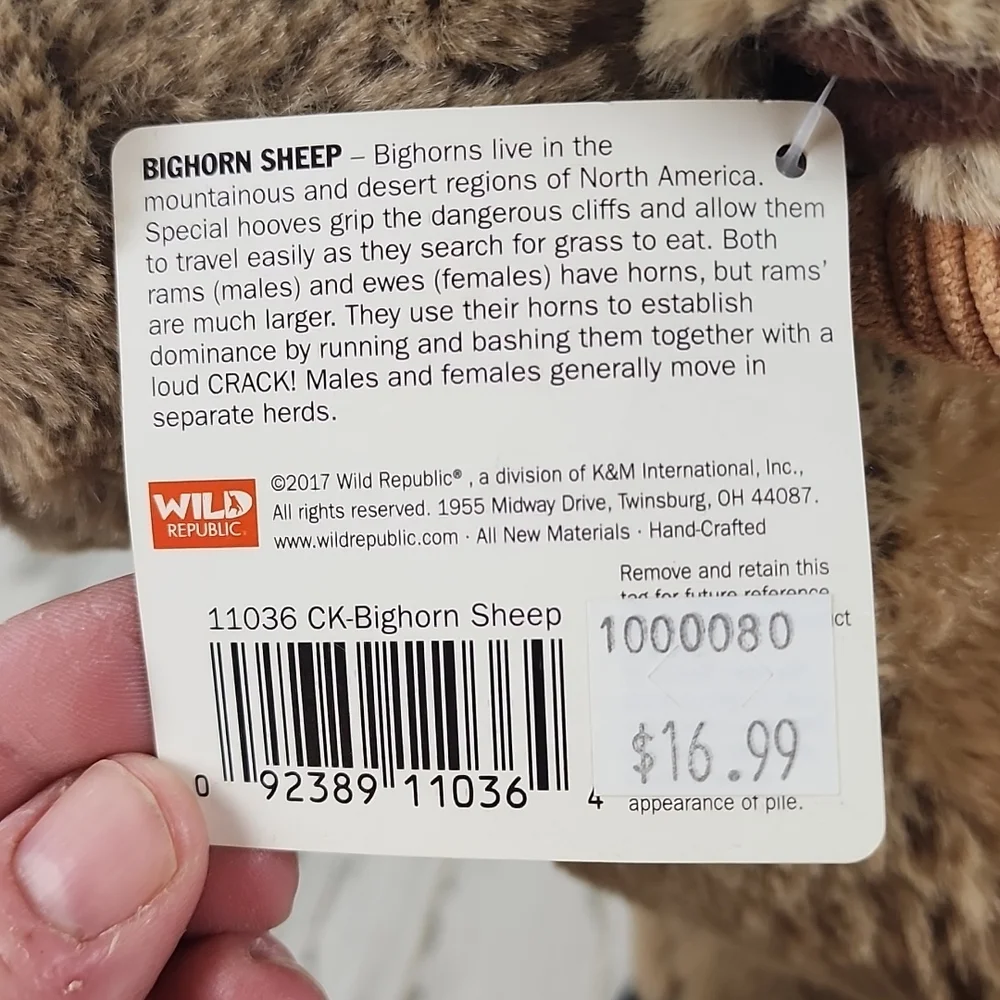 Wild Republic Bighorn Sheep stuffed animal plush